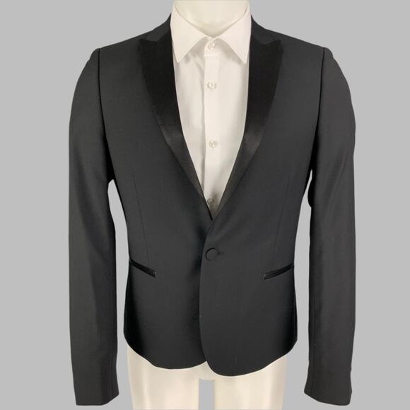THE KOOPLES Size 36 Black Wool Tuxedo Sport Coat - Picture 1 of 7